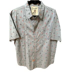 Coastal‎ Casual Button Up Down Shirt Gray Size XL Hawaiian Shirt